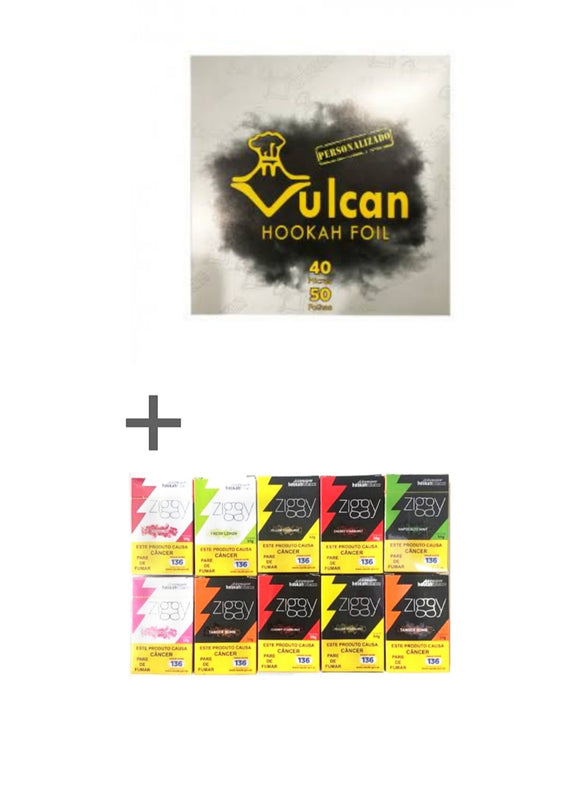 KIT 10 ESSENCIAS ZIGGY, 1 ALUMINIO VULCAN 50 FOLHAS