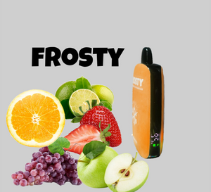 Frosty 10 mil puffs raibow candy (morango, uva, limao, laranja e maca verde).