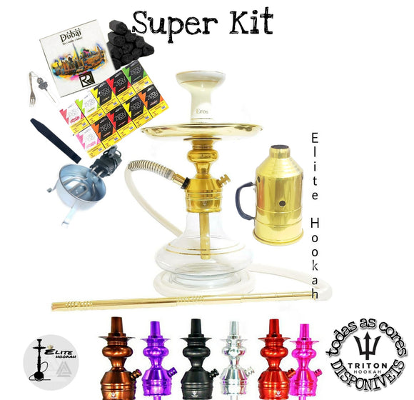 Kit Narguile Triton zip Completo Dourado