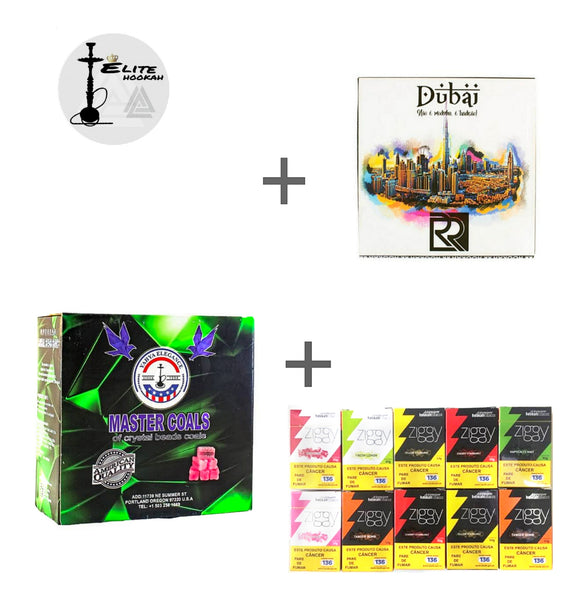 KIT 10 ESSENCIAS ZIGGY, 1 ALUMINIO R.R 50 FOLHAS E 1KG CARVÃO MASTER COALS OU VIBE (FUMAX)